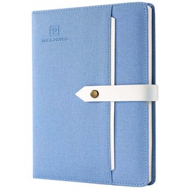 TAKA PRYOR (タカプライヤー) 罫線入りジャーナルノート レディース メンズ 200ページ A5 ハードカバーファブリックジャーナル ライティング/旅行/ビジネス/仕事/学校用 大学罫線入りノート メモ帳 日記メモ帳 5.7インチ×8.3インチ (ライトブルー)