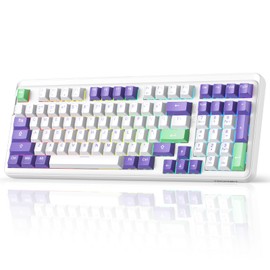 TECKNET Wireless Gaming Keyboard Rechargeable,Tri-Mode BT5.0/2.4GHz/USB Wired Creamy Mechanical Keyboard,Hot Swappable Socket,96% Compact Layout, Creamy Gaske PBT Keycap for Home Office Gaming