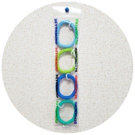 BeyonMind Coil Bracelet with Resin Ring, Set of 4 (Prevents Loss, Prevents Lost), Wrist Coil, Locker, Sauna, Keys, Keys, Bracelet, Wrist Key Band, Yellow-green, green, blue, light blue