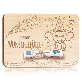 Small Wish Fulfiller Money Gifts Packaging Money Card Wood 14.7 × 10.4 cm Money Gifts for Baby, Boy & Girl Baby Cards Congratulations Cards for Birth Baby 1 2 3 Year Baby Shower Birthday