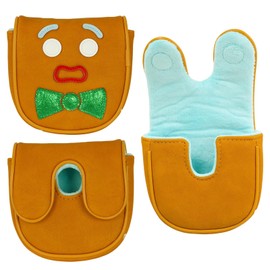 LZFAN Golf Putter Covers DF3 Mallet Putter Headcover Driver Fairway Hybrid Protector Embroidered Gingerbread Man Leather