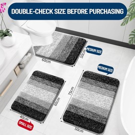 smiry Microfiber U-Shape Toilet Mat, Non-Slip Shaggy Soft Pedestal Mat for Bathroom, Water Absorbent bath mat, 50 x 60 cm, Black