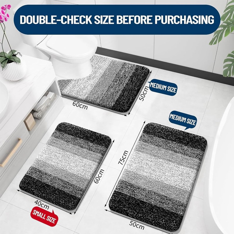 smiry Microfiber U-Shape Toilet Mat, Non-Slip Shaggy Soft Pedestal Mat