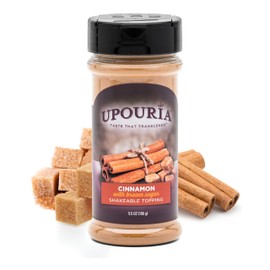 Upouria Cinnamon Brown Sugar Flavored Shakable Topping, Sweet Enhancer for Coffee & Hot Cocoa, 5.5oz