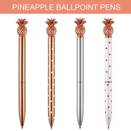 Outus Pineapple Pens Metal Ballpoint Rose Gold Pens for Graduate Back to School Gifts Black Ink Office Supplies Birthday Wedding Baby Shower Presents,1.0 mm(8 Pieces·)