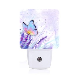 FSHVQKD Lavender Butterfly Night Light,Plug-in Nightlights Auto Sensor Night Lamp Dusk-to-Dawn Lamp Home Decor for Nursery Children Girls Boys