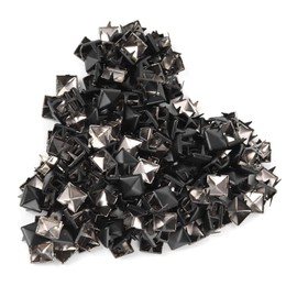 200Pcs Square Rivets, 9mm Square Spike Studs DIY Leathercraft Spike Rivets Bag Leather Clothing Bag Decorative Shoes Rivet(Matte Black)