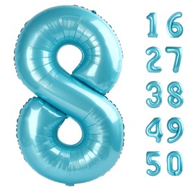 40 Inch Number 8 Balloon Jumbo Dark Blue Digit Foil Balloon for 18 28 38 80 Graduation Anniversary Party Supplies 88th Birthday Photo Booth Backdrop for Boys Girls
