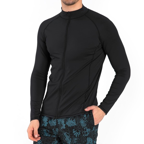 Aclice al21001 Men's Rash Guard, Long Sleeve, No Hood, Zip-up