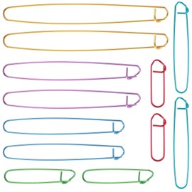12-Piece Knitting Stitch Holders Set – Colorful Metal Safety Pin Shaped Locking Stitch Markers for Crafting
