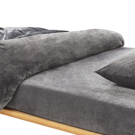 STWIENER Single Winter Anti-Static Bed Sheet, Microfiber, Cold Protection Bedding, Warm Mattress Cover (Single, 39.4 x 78.7 Inches (100 x 200 cm), Gray), Suitable for Mattresses 2.0 to 11.8 Inches (5