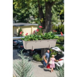 Dunes Clamp-on Universal Fit, Adjustable Planter Box Rail Brackets for Balcony, Fence (for x-x” railings) 2 Pack (Light Grey)