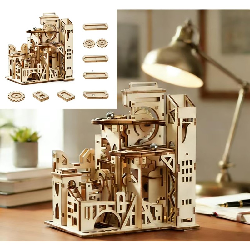 3D Wooden Puzzle for Adults, Marble Run - Advanced Roller