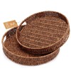 SEDISON Set of 2 Rattan Tray Round Rattan Basket with