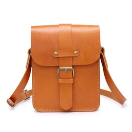 Creator Shoulder Bag, Genuine Leather, Men's, Long, Cross-body, Classical Leather, Lightweight, Messenger Bag, Natural, Genuine Leather Bag, Leather, Camel