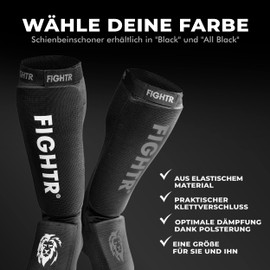 FIGHTR Premium Shin Pads for Martial Arts Kickboxing Boxing Shin Guards for Adults (All Black, Adults)