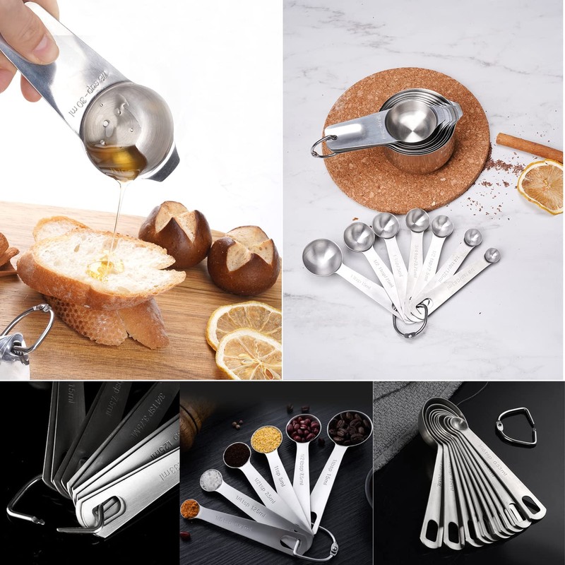 Meiyijia Stainless Steel Measuring Spoons, Stackable Soup Spoons for Measuring