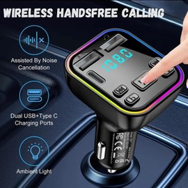 Bluetooth 5.3 FM Transmitter For Car, Bluetooth Car Adapter Transmitter PD 20W QC3.1 Car With Dual USB Charging DP Male to HDMI Female Converter (FM-G38)