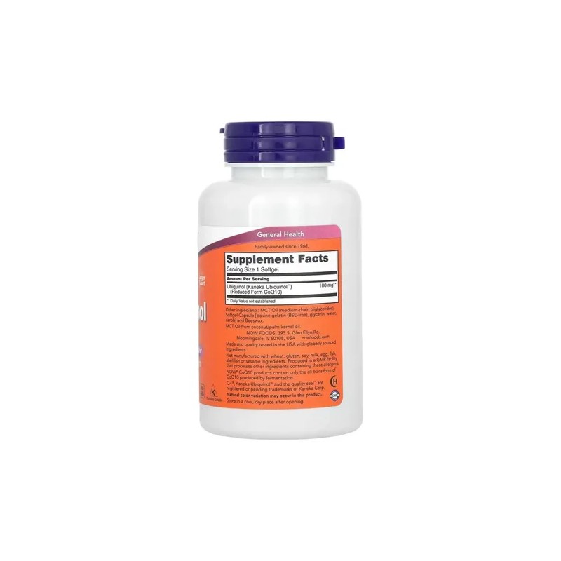 Suplemento en cápsula NOW Ubiquinol de 120 un