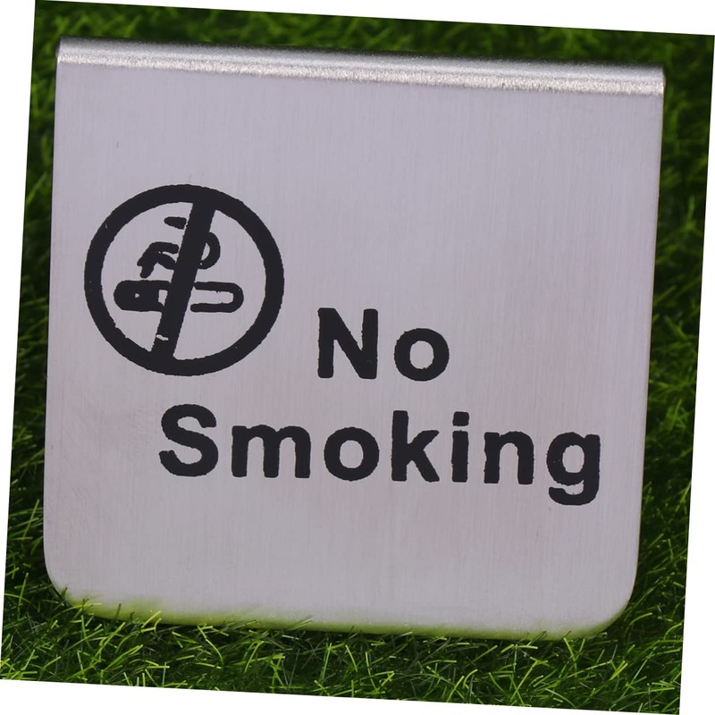ULTECHNOVO 3pcs Stainless Steel No Smoking Table Tent Sign Double-sided