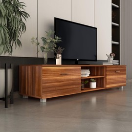 HABITRIO Television Stands,TV Stand,Morden TV Cabinet,TV Stand for 70 inch TV,with Two Drawers,can be Assembled in Lounge Room, Living Room or Bedroom,Living Room Sets Furniture,Walnut
