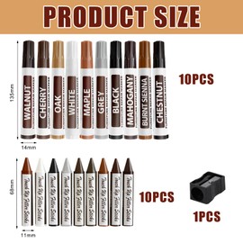 Pack of 21 Furniture Markers, Wooden Furniture Repair Kit, Wood Scratch Repair Marker for Stains, Scratches, Wooden Floors, Tables Desks, Carpenters, Bed Posts