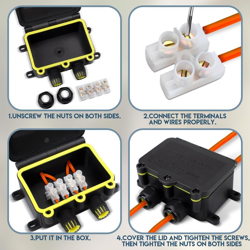 Innfeeltech LF-2068-4H Electrical Junction Box Waterproof Outdoor Waterproof Cable Junction