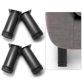 Jersvimc 5 Inch Adjustable Furniture Legs Set of 4, Stainless Steel Cabninet Legs Black Furniture Feet - Metal Round Cabinet Feet Replacement Legs for Drawer Dresser Table Couch Sofa(50x120mm)