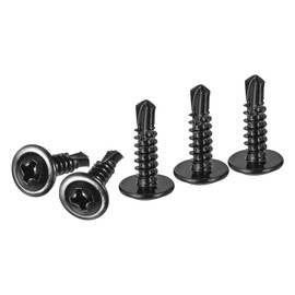 DTGN #8x5/8 Sheet Metal Screws - 500Pack - for Wood, Furniture - 410 Stainless Steel Phillips Round Head Washer Drill Tail Self Tapping Screws - Black