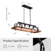WUZUPS 4-Light Metal Pot Hanging Rack Chandelier Imitation Wood Grain