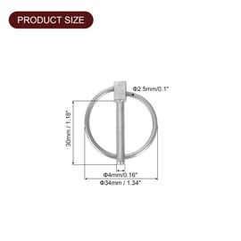 sourcing map 4Pcs 1/8" x 1-3/16" Linch Pin with Ring, Stainless Steel Round Linch Pins for Boat Kayak Canoe, Trailer Trolley Trucks Mower, Silver
