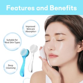 YAFIYGI 2 Pcs Face Brushes for Cleansing Set Small Manual Exfoliating Brushes for Cleaning Face Spa & Makeup Removal Charcoal Infused Scrubbing Brushes Ideal for Exfoliation & Skincare Pink and Purple