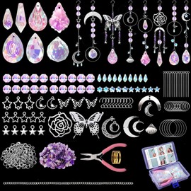 MEUNEAR 377 Pcs Crystal Suncatcher Kit Craft Making Kits Suncatchers for Windows Hanging Indoor Outdoor Garden Wedding Party Decor Sun Catcher Prism DIY Kits for Adults