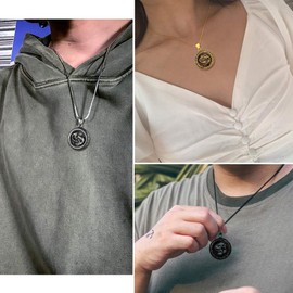 Pisces Necklace Constellation Zodiac Star Sign Horoscope Pendant 316L Stainless Steel Black Gun Plated Astrology Birthday Gifts Mens/Women Jewelry SP0057Y