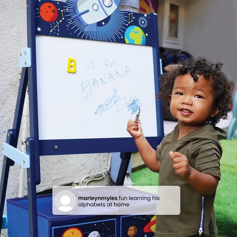 Delta Children Space Adventures Wooden Activity Easel with Storage -