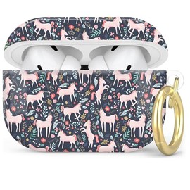 Compatible with AirPod Pro 2nd/1st Generation Case Cover with Key Chain,Full Protective Shockproof Wireless Headphone Case for Airpod Pro 2023/2022/2019(Cute Unicorn)