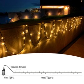 Christmas Lights Outdoor Decorations,BOLWEO 40M 400LED Mains Powered Christmas Tree Lights with Waterproof Timer Fairy String Lights Plug in for Indoor & Outdoor Xmas Bedroom Garden Wedding,Warm White