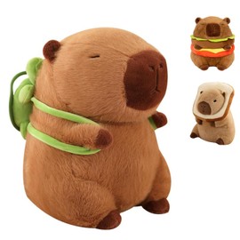 LVQING Cute Capybar Stuffed Animals with Wearable Toast headsetwear Capybar, Gifts for Kids (9 inTortoise Bag Capybar)