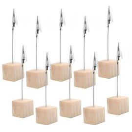 Memo Stand, Clip Stand, Memo Clip, Card Stand, Card Holder (Set of 10, Wood), Tabletop, Photo Card, Business Card Holder, Price Card