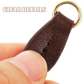 SUPVOX Leather Zipper Heads, Leather Leaf Zipper Pull, 5Pcs Brown Purse Tag for Boot Jacket Bag Purse Replacement