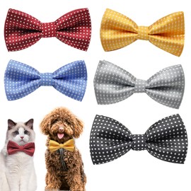 AWOCAN 5PCS Dogs Collar Bow Ties Adjustable Pets Dog Cat Neck Tie Formal Pet Necktie Cat Costume Collar Birthday/Party/Festival