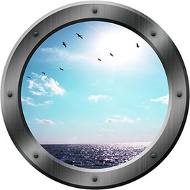 Sea Porthole, Ocean Wall Decal - 3D Kids Window Decor - VWAQ-PO14 (14" Diameter)