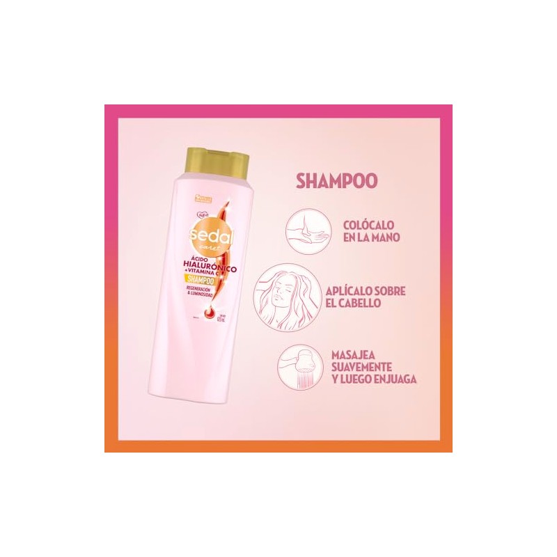 Sedal Shampoo Acido Hialuronico y Vit C, Botella 620ml