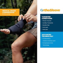 OrthoSleeve FS6 Compression Ankle Brace for Plantar Fasciitis, Heel Pain, Achilles Tendonitis and Swelling