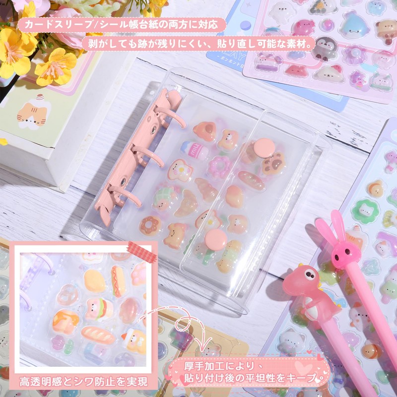 Sticker Notebook, Transparent, Dedicated Cover for Stickers, Mini Binder, M5,