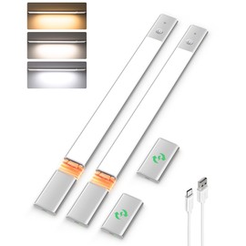 EZVALO Under Cabinet Lighting, 2200mAh Closet Lights with 2 Extra Batteries, 3 Color Temps Motion Sensor Lights Indoor, LED Lights for Closet, Pantry, Kitchen