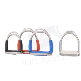 Lift Sports 5 INCH HORSE FLEXIBLE SAFETY STIRRUPS IRONS BENDY POLISH ENGLISH SADDLE RIDING  - White