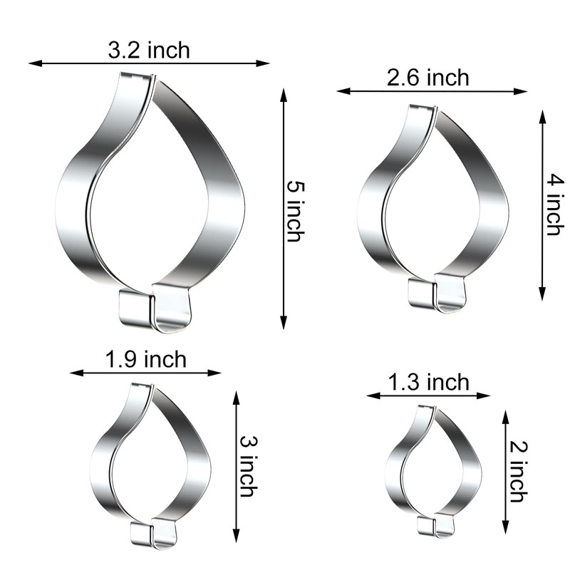 Teardrop Leaf Cookie Cutter Set Large Assorted Sizes - 5