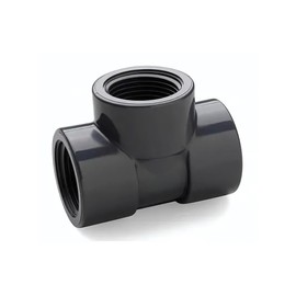 WeltenMarkt PVC-U T-Stück 90° 40 mm x 1" x 40 mm, Gewindefitting mit Klebe-Muffe, 10 Bar Druck, Grau, für inländisch Wassersysteme, Bewässerung & Schwimmbäder