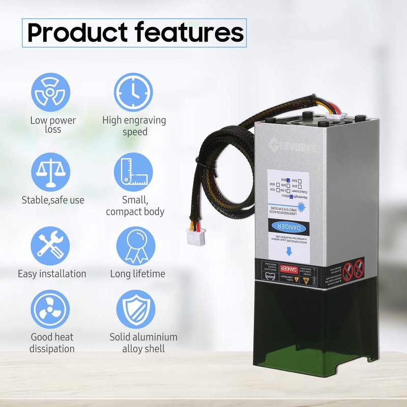 Geevorks 450nm 80W Laser Module Fixed Focal Length Laser Engraving